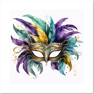 Mardi Gras Masquerade Feathered Mask Posters and Art